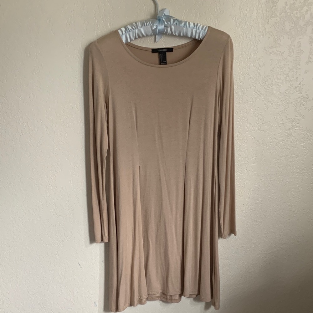 NWOT Vintage Forever 21 Tan Long Sleeve Dress - New Without Tags - Y2K